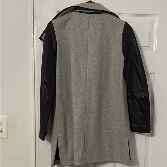 Club Monaco Black and Gray Leather Jacket - Picture 3 of 6